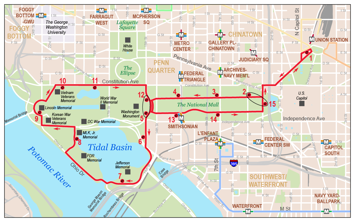 Map Image for Route National Mall.  Click to Enlarge